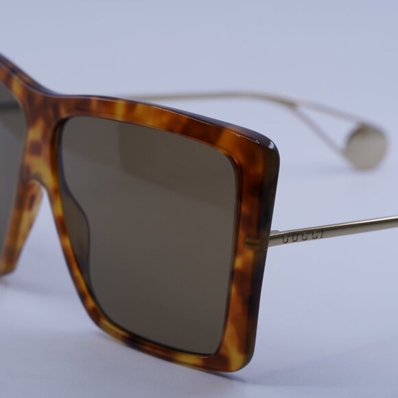 Gucci GG0434S 003 Sunglasses Havana/Gold Square Frame, Brown Lenses - Picture 6 of 10